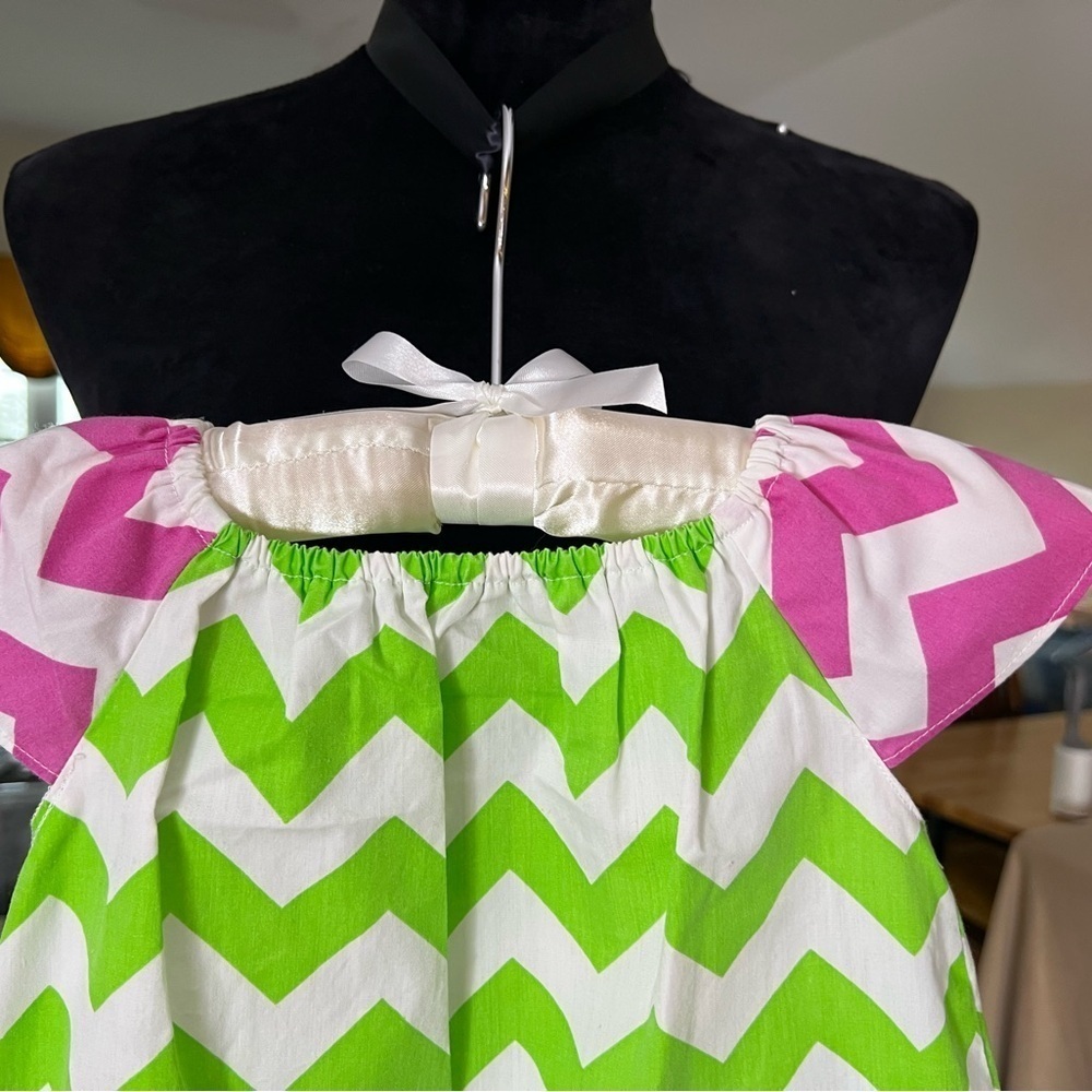 HELENES CLOSET CHEVRON PRINT DRESS MONOGRAMMED “AVA” - Picture 3 of 8
